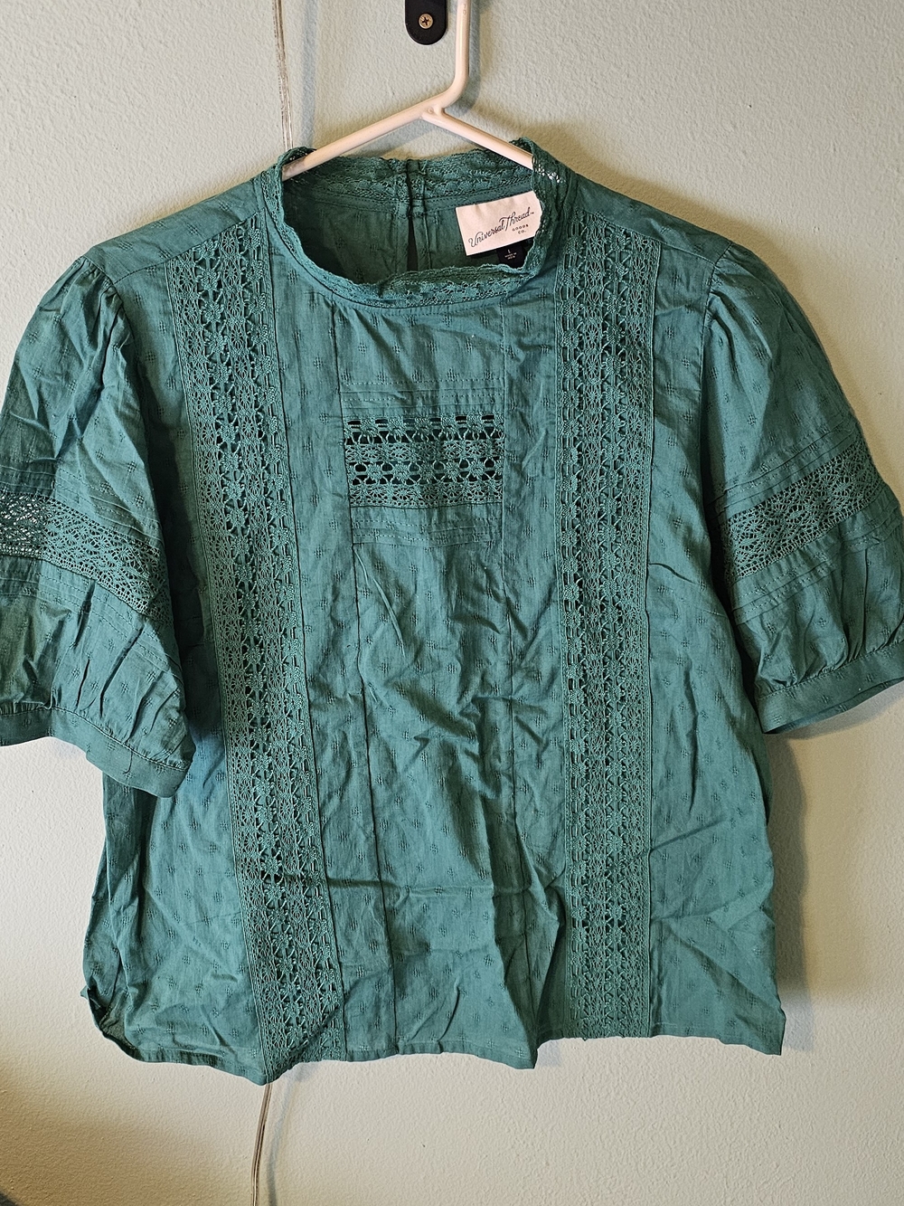 Universal Thread Teal Lace-Trim Blouse